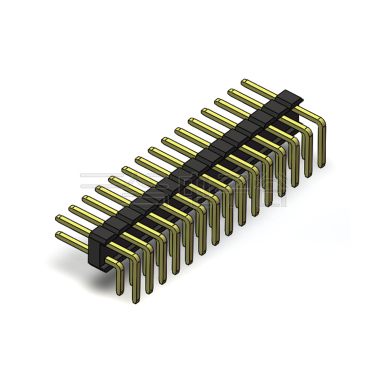 Pitch 2.54mm 90°双排 DIP 单塑排针 PC:3.0 2X15Pin 黑色 镀全金G/F